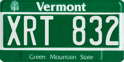 VT license plate XRT832