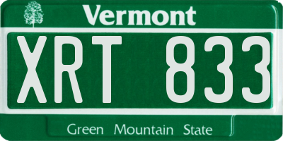 VT license plate XRT833