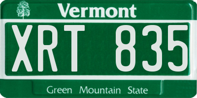 VT license plate XRT835