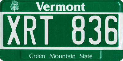 VT license plate XRT836