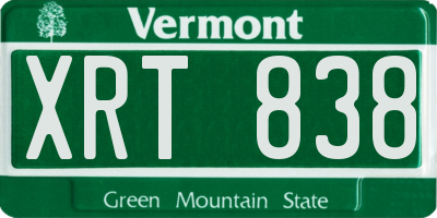 VT license plate XRT838