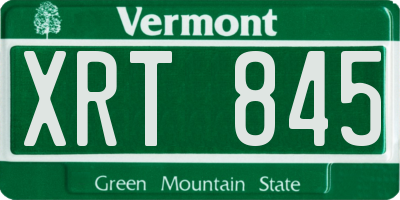 VT license plate XRT845