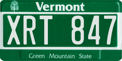 VT license plate XRT847