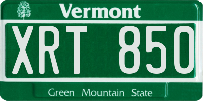 VT license plate XRT850