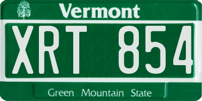 VT license plate XRT854