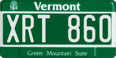 VT license plate XRT860