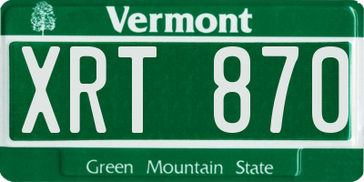 VT license plate XRT870