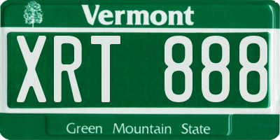 VT license plate XRT888