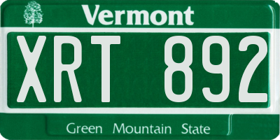 VT license plate XRT892