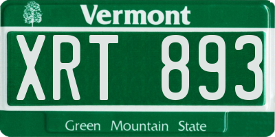 VT license plate XRT893