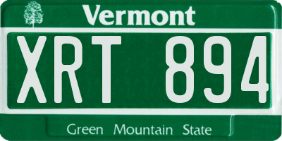 VT license plate XRT894