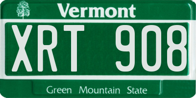 VT license plate XRT908