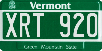 VT license plate XRT920
