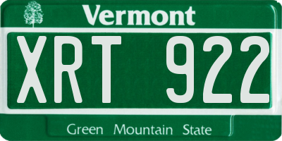 VT license plate XRT922
