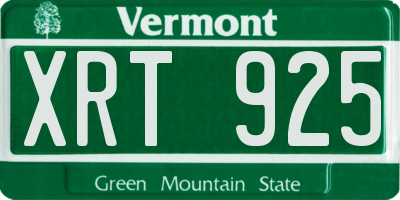 VT license plate XRT925