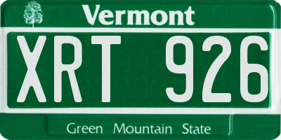 VT license plate XRT926