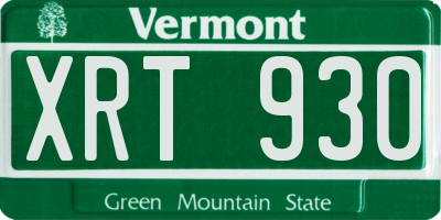 VT license plate XRT930