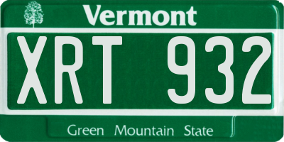 VT license plate XRT932