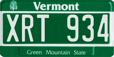 VT license plate XRT934