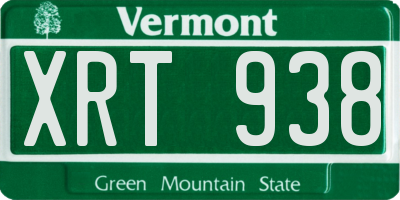 VT license plate XRT938