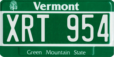 VT license plate XRT954