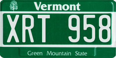 VT license plate XRT958