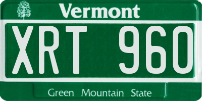 VT license plate XRT960