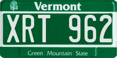 VT license plate XRT962