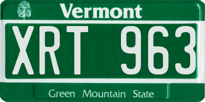 VT license plate XRT963