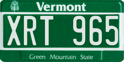 VT license plate XRT965