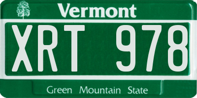 VT license plate XRT978