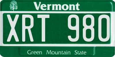 VT license plate XRT980