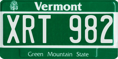 VT license plate XRT982