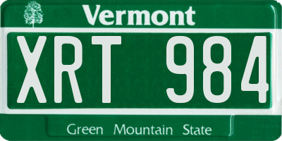 VT license plate XRT984