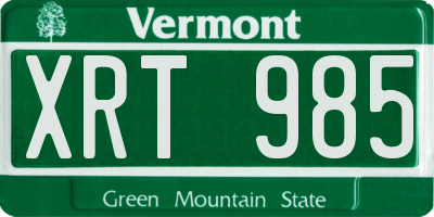 VT license plate XRT985