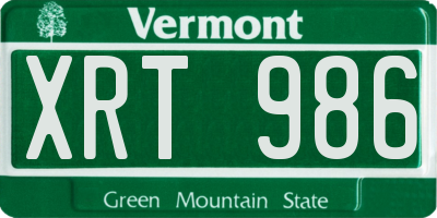 VT license plate XRT986