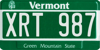 VT license plate XRT987