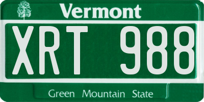 VT license plate XRT988