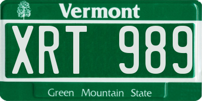 VT license plate XRT989