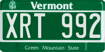 VT license plate XRT992
