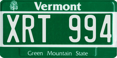 VT license plate XRT994