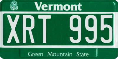 VT license plate XRT995