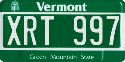 VT license plate XRT997