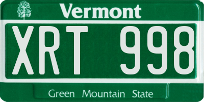 VT license plate XRT998