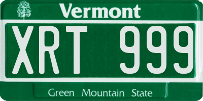 VT license plate XRT999