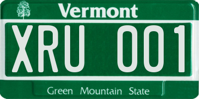 VT license plate XRU001