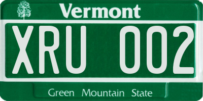 VT license plate XRU002