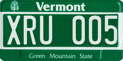 VT license plate XRU005