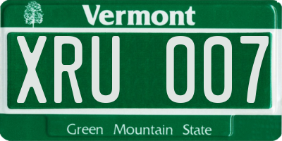 VT license plate XRU007