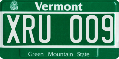 VT license plate XRU009